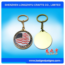 Presentes da lembrança do chaveiro do metal do suporte da chave da moeda do keychain da bandeira americana